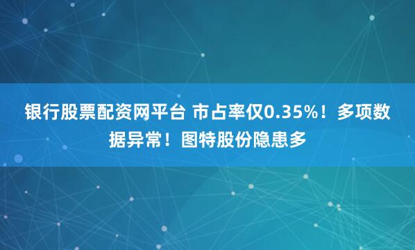 银行股票配资网平台 市占率仅0.35%！多项数据异常！图特股份隐患多